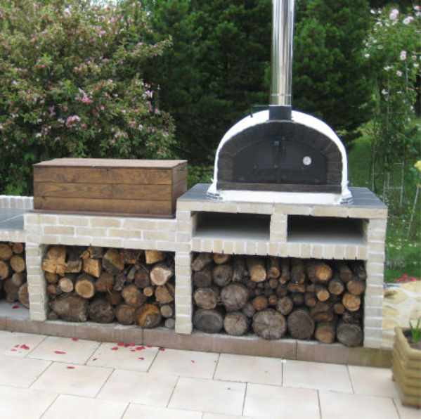 image of wood burning fired pizza oven