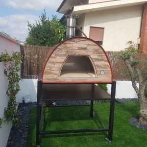 image of Outdoor_pizza-oven-red-maximus-prime-arena-with-black-stand